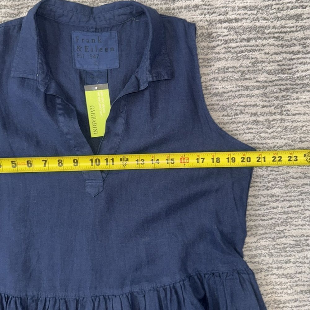 NWT Frank & Eileen Daphne Washed Linen Navy Maxi Dress Large - Picture 9 of 15